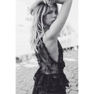 NWT H&M Edition Lace Camisole Women S Black Sheer Ruffle Peplum Top Coquette